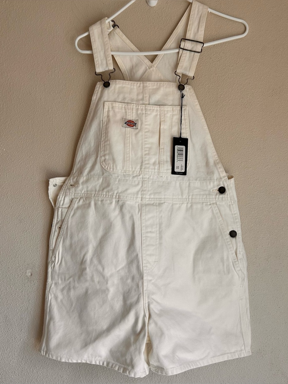Dickies Women's Duck Bib Shortalls Women's Size Medium White Overalls